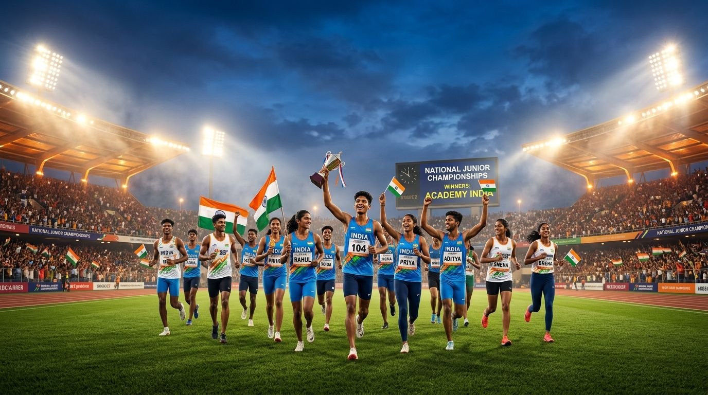 Foundation athletes celebrating with the national flag
